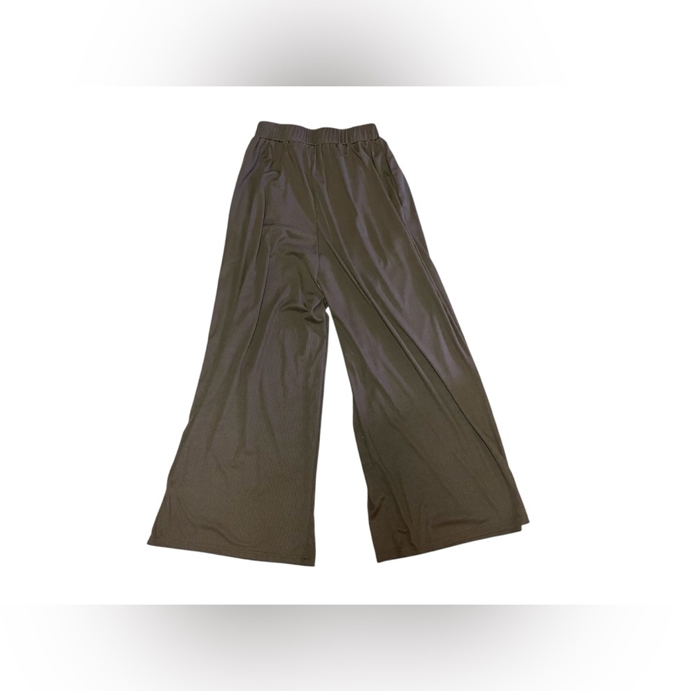 Yozy Pleated Wide Leg Flowy Pants Olive Brown M/6 EUC
